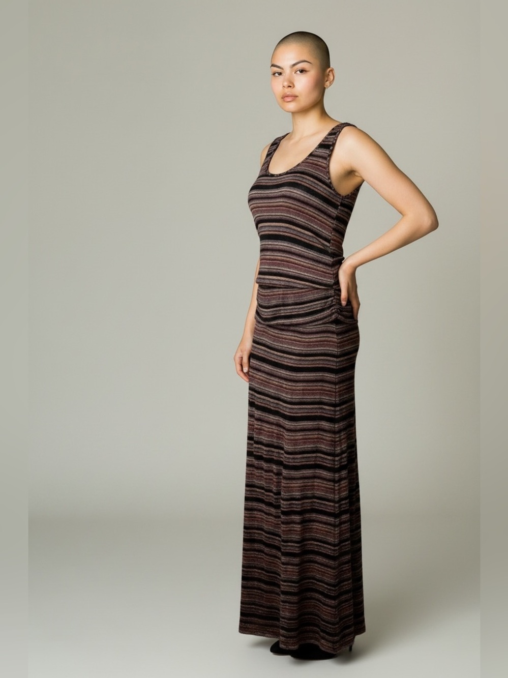Elan Womens Lightweight Knit Striped Maxi Tank Dress Size Small Boho Coastal